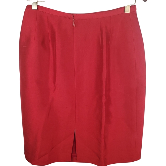 Vntg 90s Kay Unger Red Silk Suit. Cropped Jacket and Skirt. Size 10. #219 - Picture 9 of 16